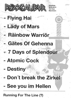 Humor Roxxcalibur'scher Art: Die Setlist!